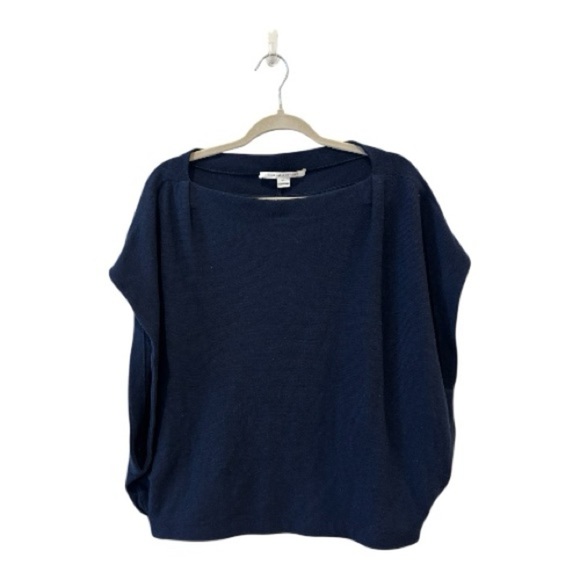 DVF Diane von Furstenberg Nevaeh Sleeveless Boxy Wool-Cashmere Sweater Navy M/L - Picture 2 of 9
